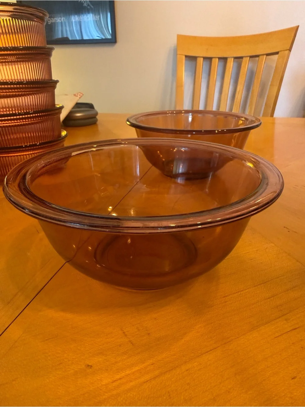 Vintage Pyrex Corning Visions Cranberry Purple 322 1L Glass Mixing Bowls Set 2